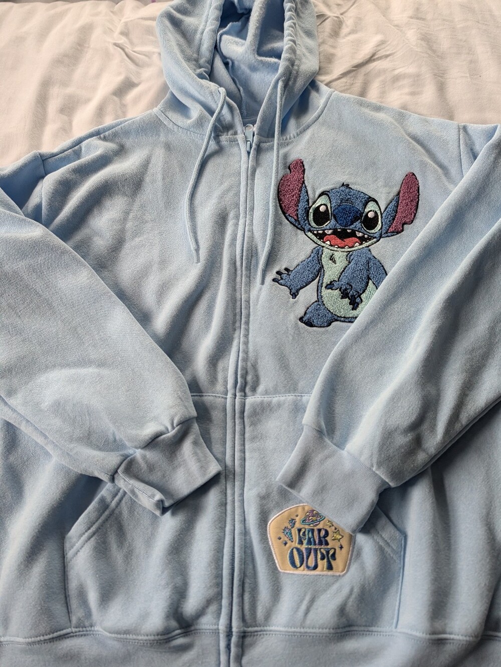 Disney Ladies "Stitch" Full Zip Hooded Sweat Jacket.  Size Medium.
